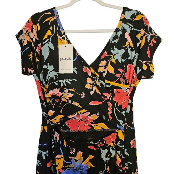 Pact Organic Cotton Fit & Flare Floral Crossback Maxi Dress  - Large - NWT - Picture 4 of 11